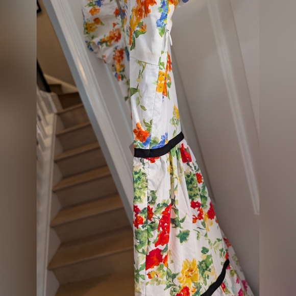 NWT Caroline Constas Hart Dress (Blanc Floral Mix) Maxi Dress w/ Puff Sleeves XL - Picture 11 of 16